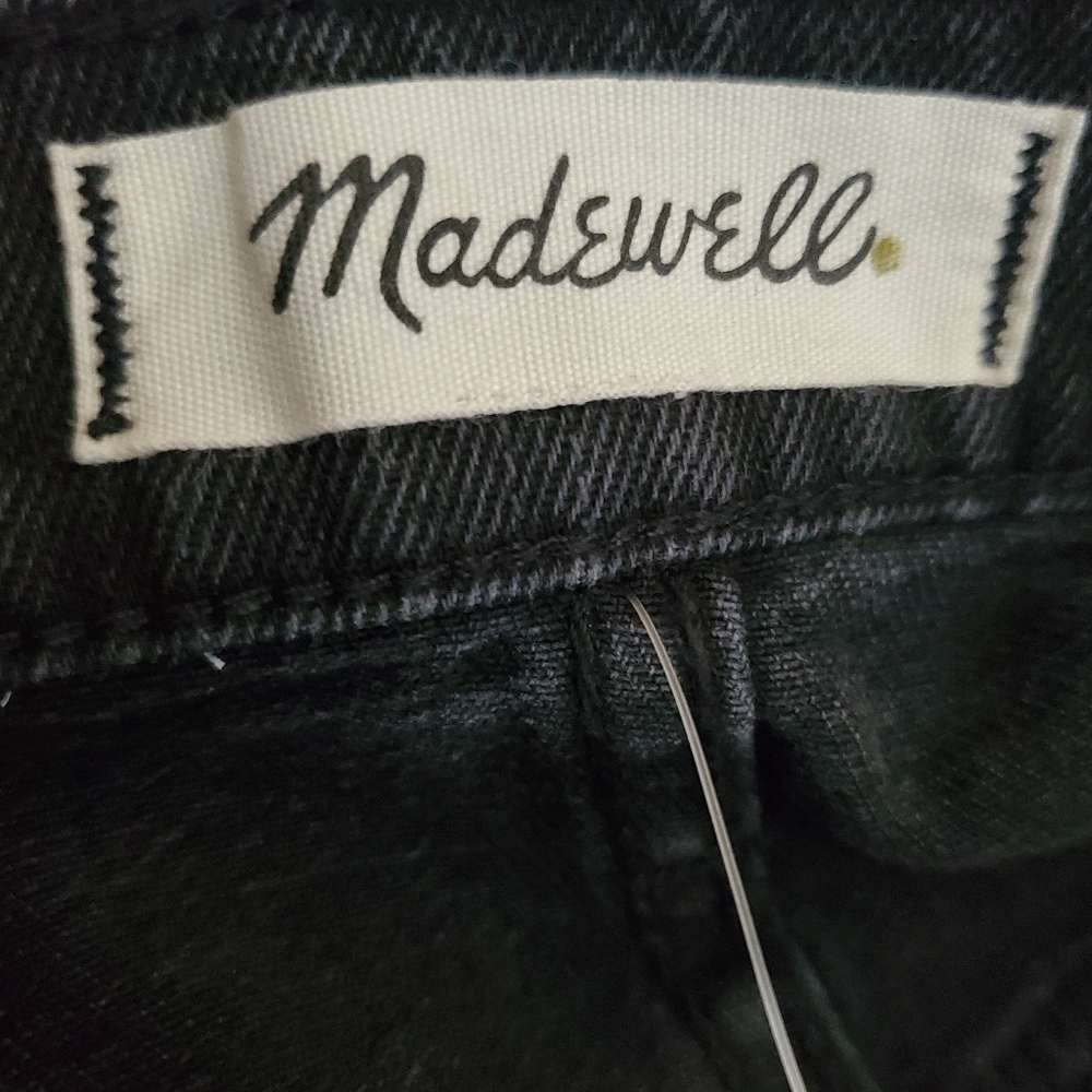 Madewell Rigid Denim A-Line Mini Skirt Black Lunar Wash Cutout Edition NEW - Picture 6 of 8